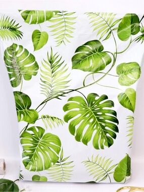 Green Leaves Gusseted Poly Mailers 14.5" x 19" Shipping Bags 20 Pack